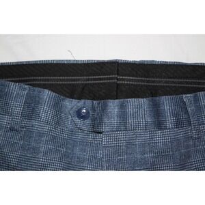 SUIT BROS Men's 40 X 38 Blue Plaid Dress Pants Flat Front Poly Blend